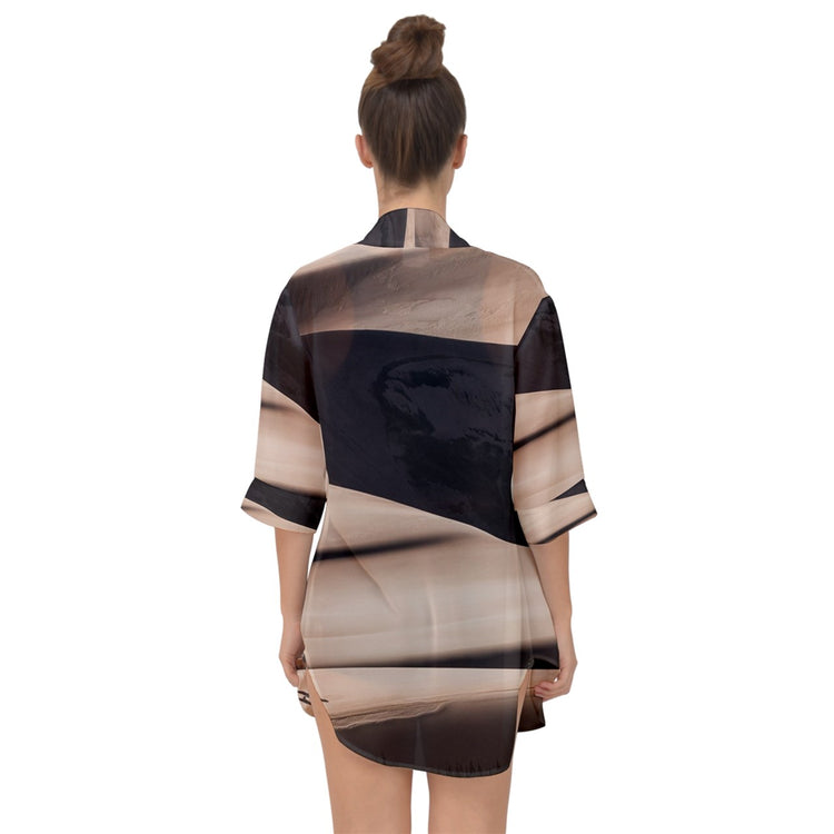 Slide Open Front Chiffon Kimono