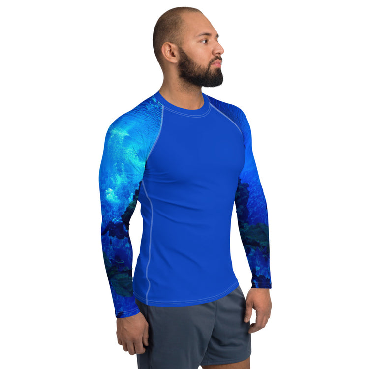 Deep Sea Diver Men's Rash Guard - Bubbles Blue