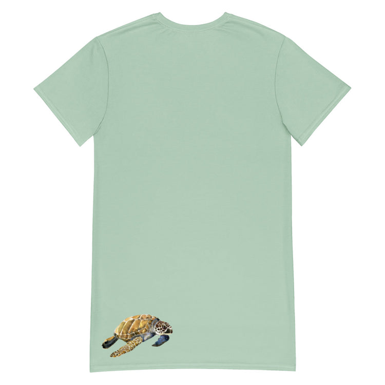 Breath Of Air Oversized T-Shirt Dress - Aquagreen