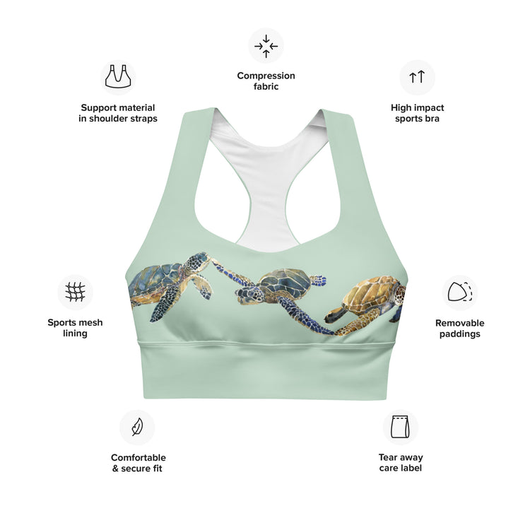 Breath Of Air Longline Sports Bra - Aquagreen