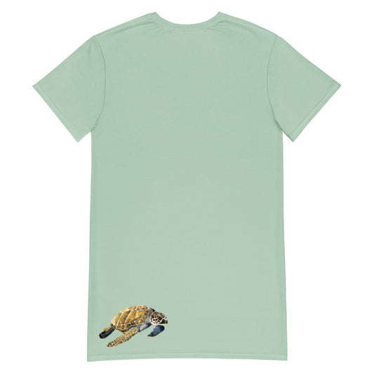 Breath Of Air Oversized T-Shirt Dress - Aquagreen