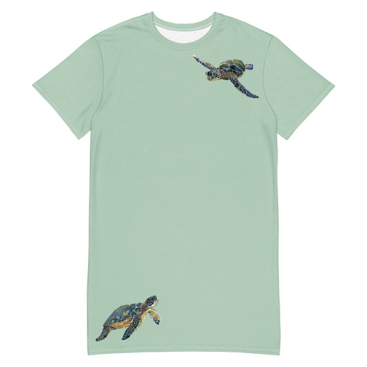 Breath Of Air Oversized T-Shirt Dress - Aquagreen