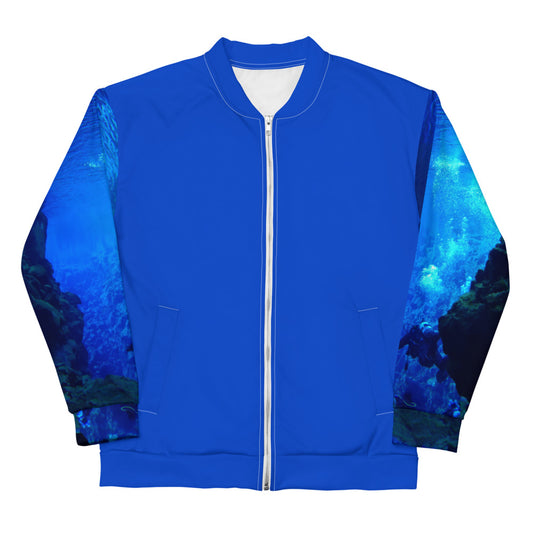 Deep Sea Diver Unisex Bomber Jacket - Bubbles Blue