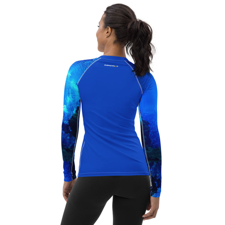 Deep Sea Diver Women's Rash Guard - Bubbles Blue