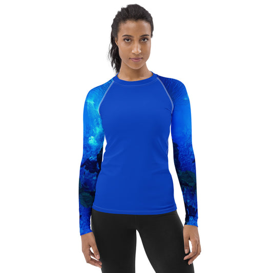 Deep Sea Diver Women's Rash Guard - Bubbles Blue