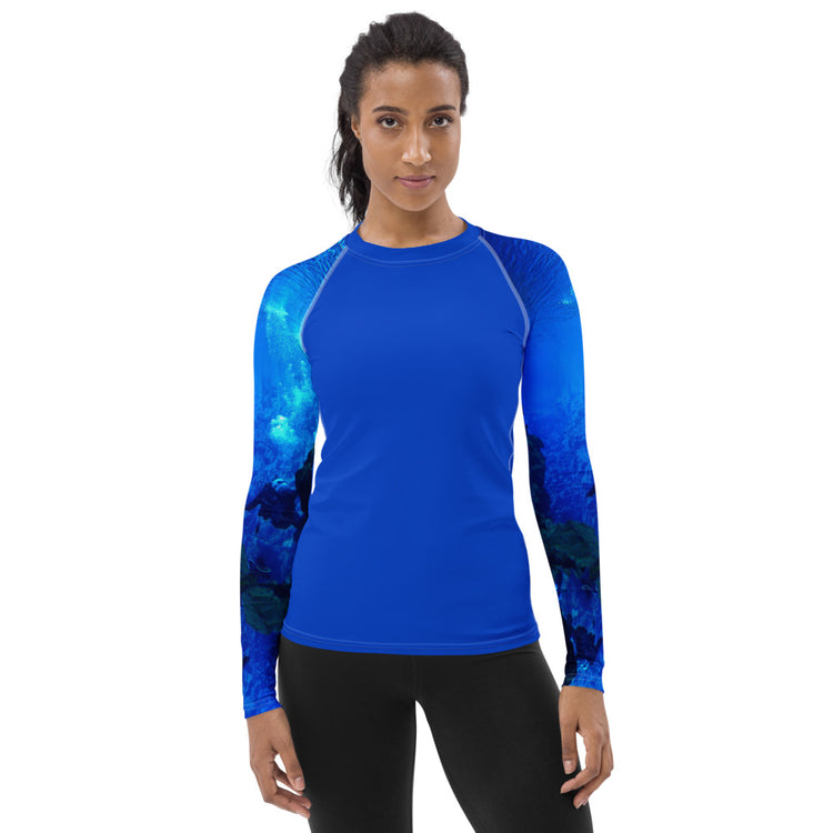 Deep Sea Diver Women's Rash Guard - Bubbles Blue