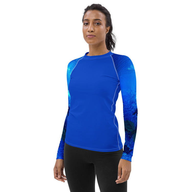 Deep Sea Diver Women's Rash Guard - Bubbles Blue