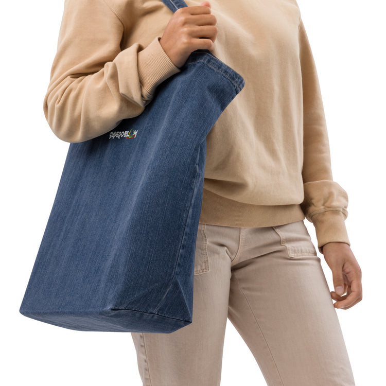Essentials Organic Denim Tote Bag - White Logo